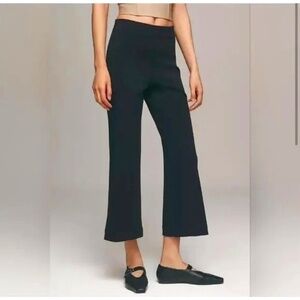 Anthopologie Maeve Margot Kick-Flare Cropped Pants Black, Small